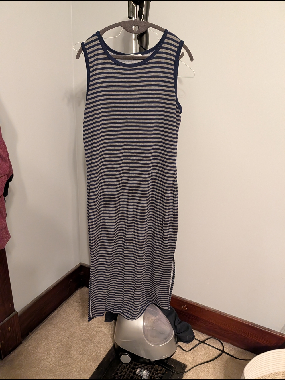 BB Dakota by Steve Madden Navy and White Striped Sleeveless Maxi Dress